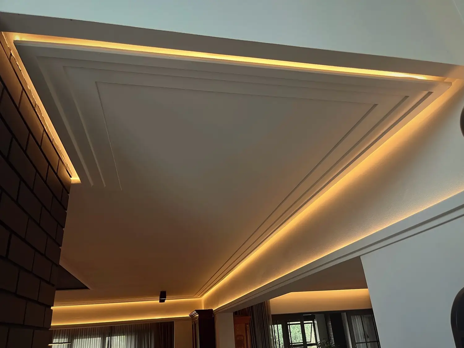 Ceiling detail with recessed cove and LED warm strip