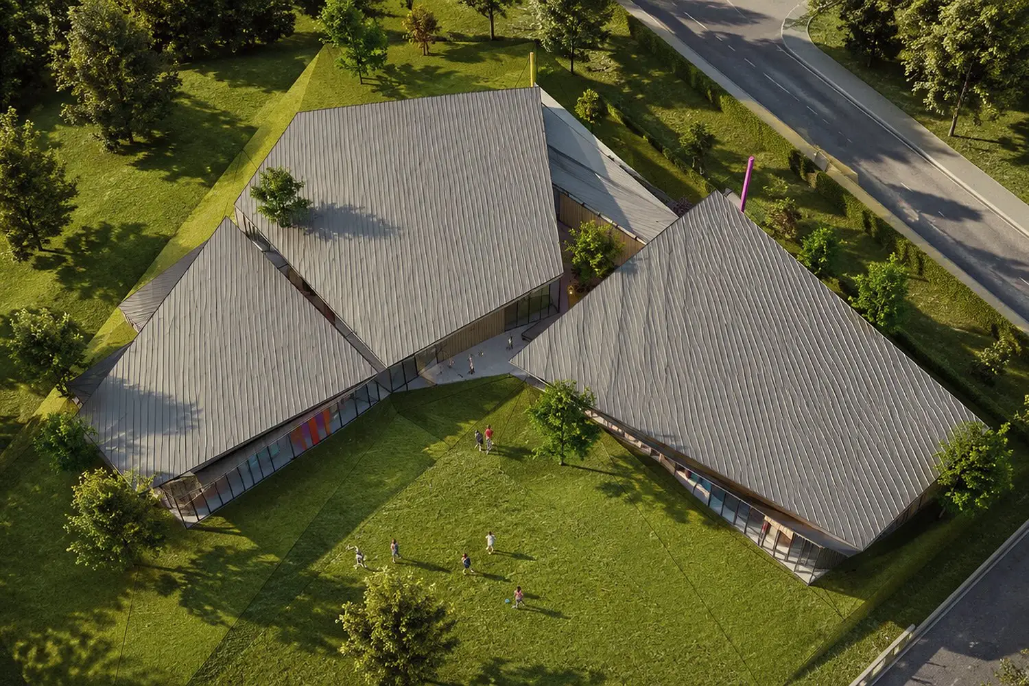 Pre Primary School · aerial showing the Y-formation of pavilions