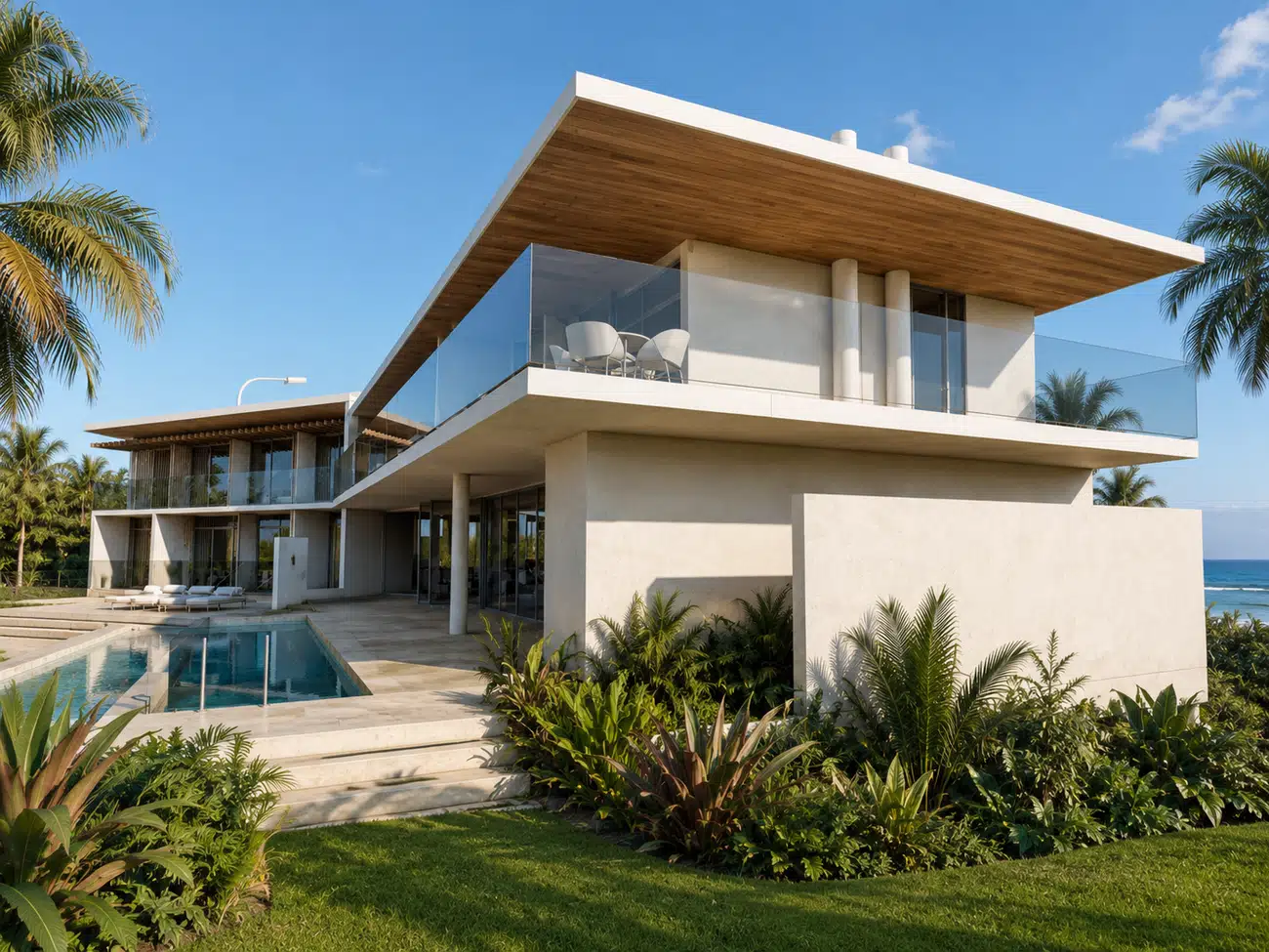 Beach House — pool terrace and balcony