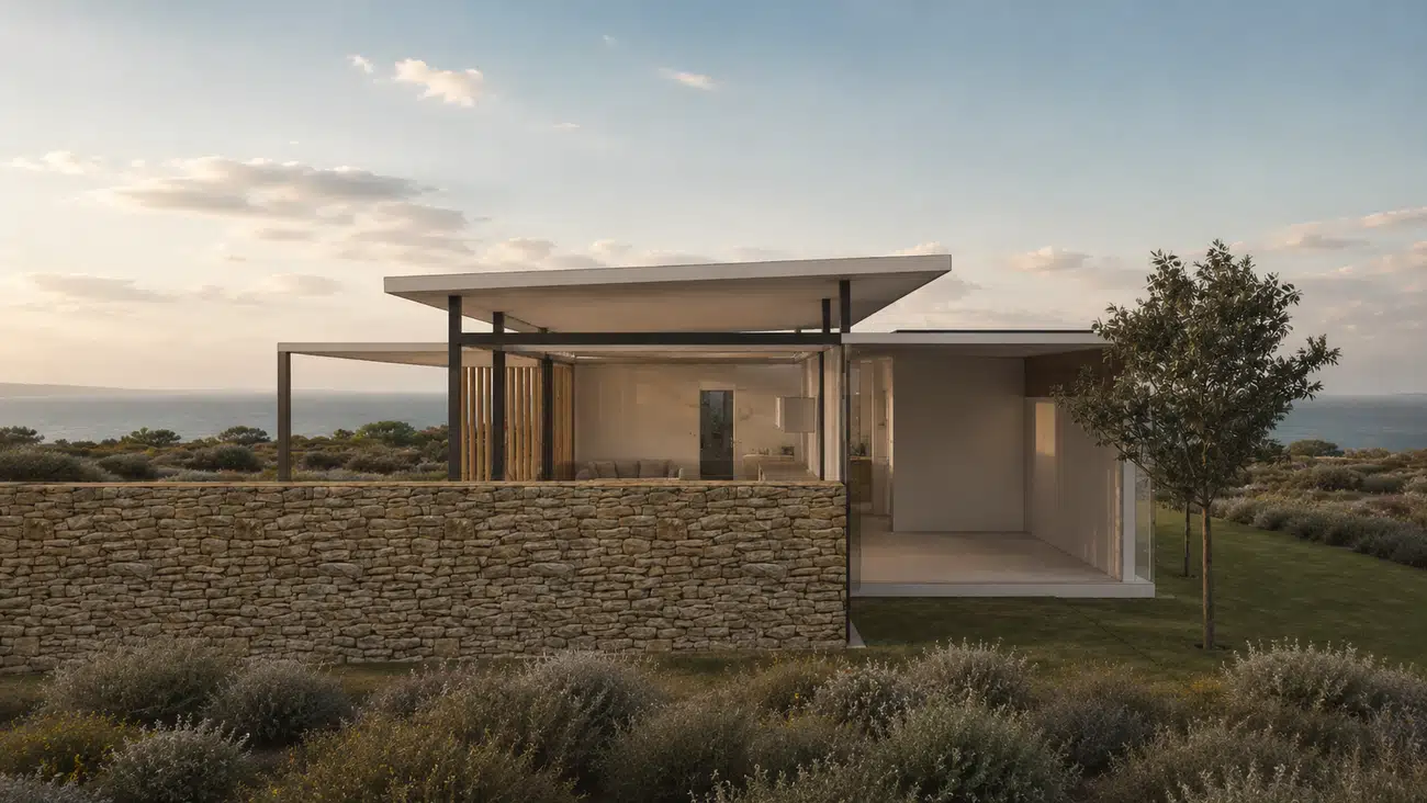 Beach House — side elevation with screened terrace